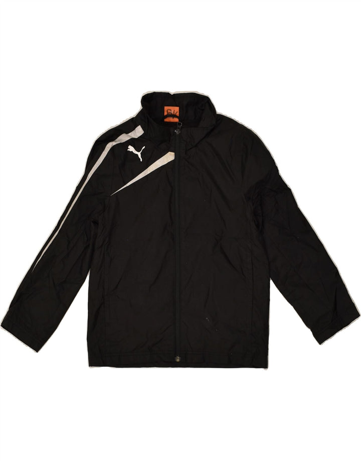 PUMA Boys Tracksuit Top Jacket 9-10 Years Black Colourblock Polyamide | Vintage Puma | Thrift | Second-Hand Puma | Used Clothing | Messina Hembry 