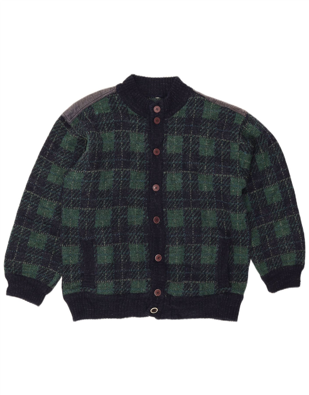 Ανδρικό πουλόβερ vintage ζακέτα IT 54 XL Navy Blue Check Wool