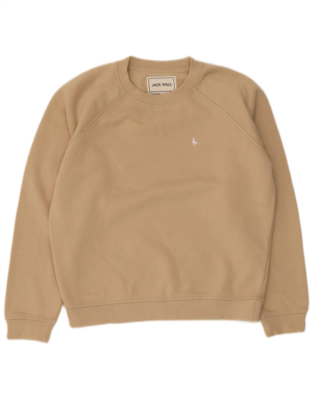 Jack Wills Womens Oversized Sweatshirt Jumper UK 8 Small Beige Cotton