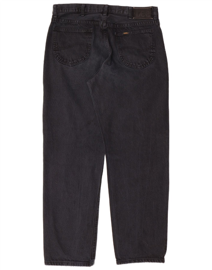 LEE Mens Kansas Straight Jeans W38 L32 Μαύρο βαμβακερό