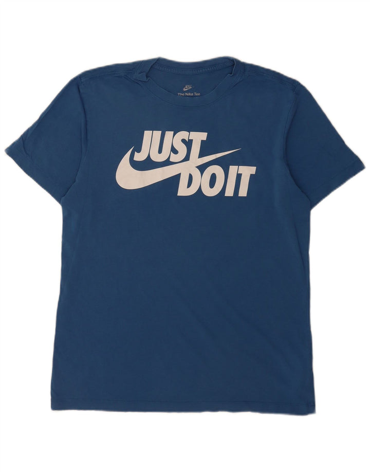 Ανδρικό γραφικό μπλουζάκι Nike, μεσαίο μπλε βαμβακερό