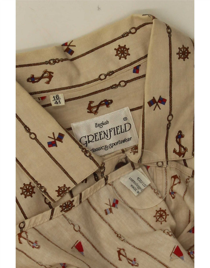 Ανδρικό πουκάμισο πουλόβερ με Abstract Pattern Greenfield Μέγεθος 41 16 Large Beige