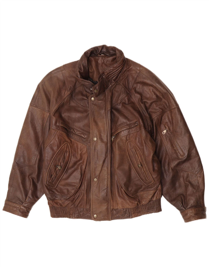 Vintage Ανδρικό Bomber Δερμάτινο Μπουφάν IT 54 2XL Καφέ Δερμάτινο