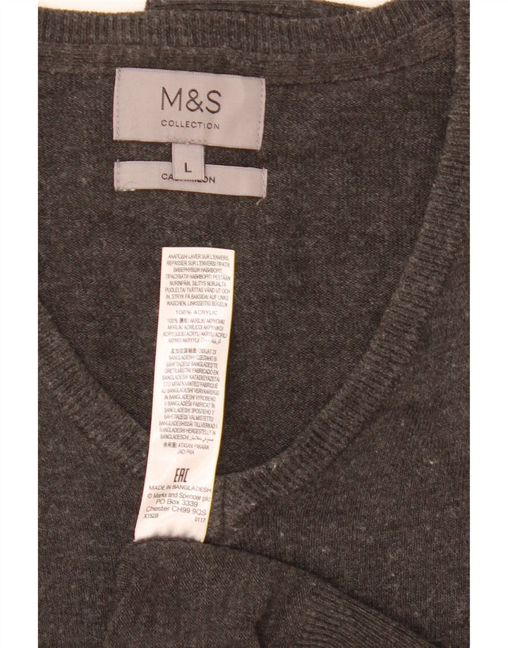 Marks & Spencer Ανδρικό πουλόβερ με λαιμόκοψη με λαιμόκοψη μεγάλο γκρι ακρυλικό