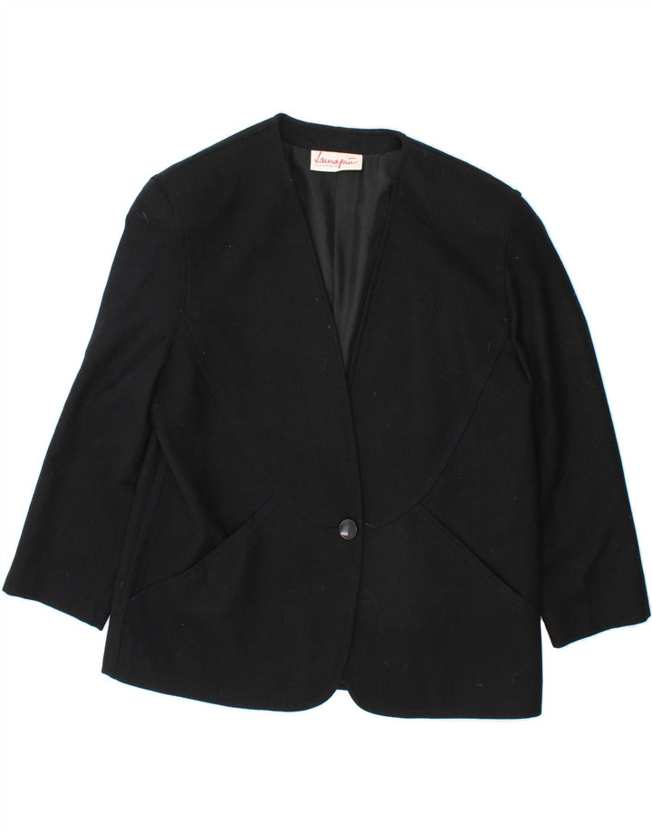 LAURA BIAGIOTTI Womens 1 Button Blazer Jacket IT 50 XL Black Viscose Vintage Laura Biagiotti and Second-Hand Laura Biagiotti from Messina Hembry 