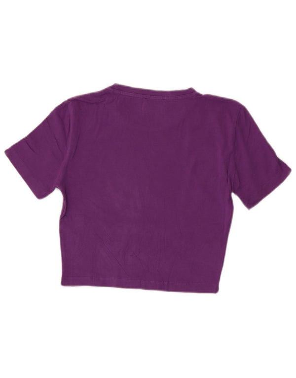 Zara Γυναικείο T-Shirt T-Shirt Top UK 8 Small Purple Cotton
