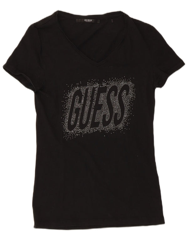 Γυναικείο γραφικό μπλουζάκι Guess Top UK 8 Small Black