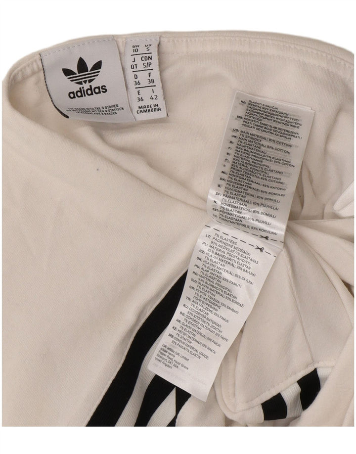 ADIDAS Womens Crop Off Shoulder Top UK 10 Small  White Cotton Vintage Adidas and Second-Hand Adidas from Messina Hembry 
