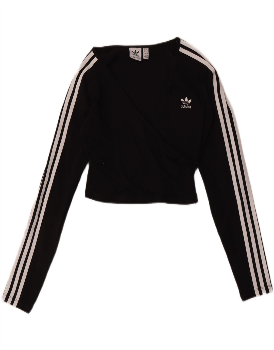 Adidas Γυναικείο Crop Top μακρυμάνικο UK 12 μεσαίο μαύρο βαμβακερό