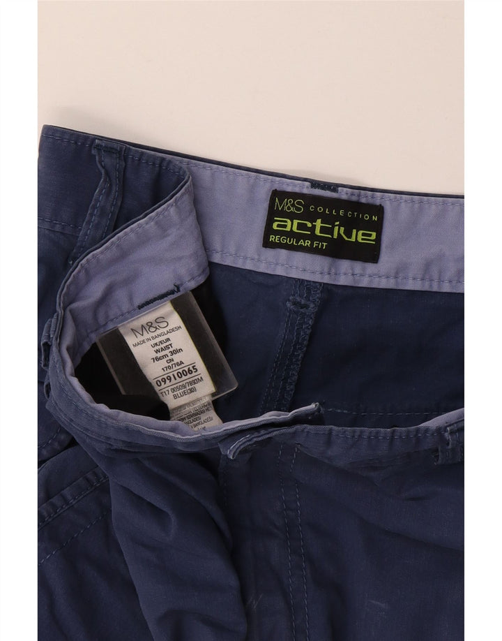 MARKS & SPENCER Ανδρικό σορτς Cargo με κανονική εφαρμογή W30 μεσαίο μπλε βαμβακερό