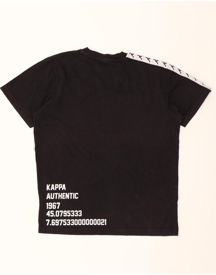 Ανδρικό γραφικό T-Shirt KAPPA Top Medium Black Colorblock Βαμβακερό