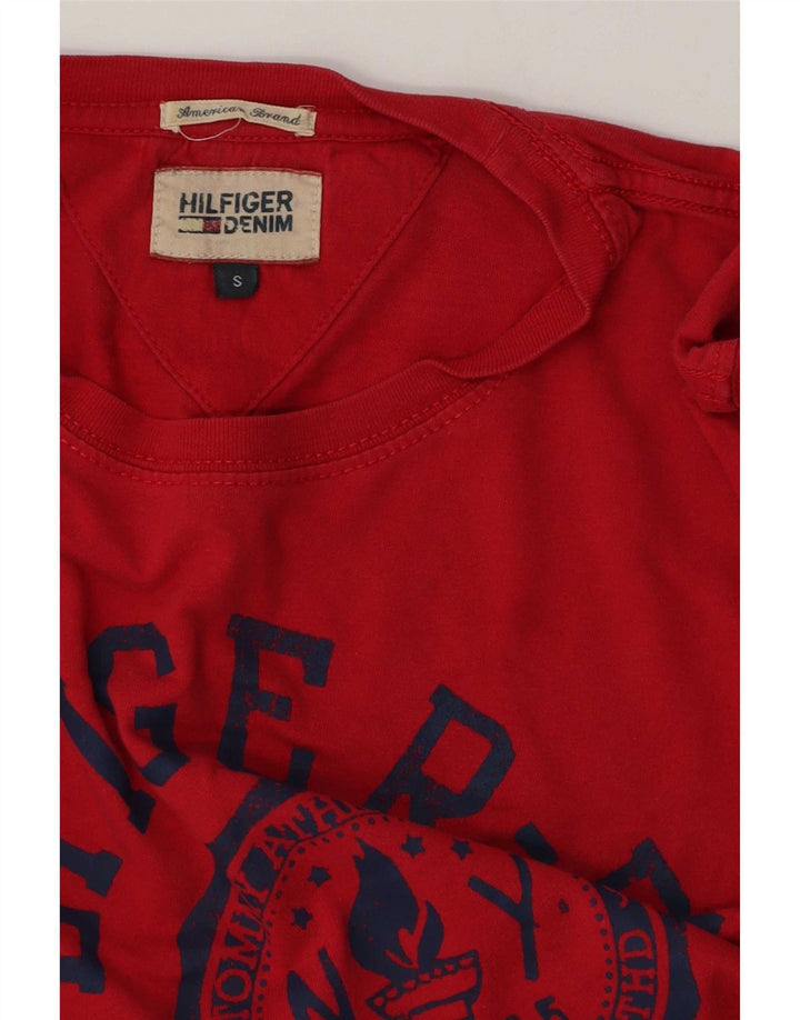 Tommy Hilfiger Ανδρικό γραφικό T-Shirt Top Μικρό κόκκινο βαμβακερό