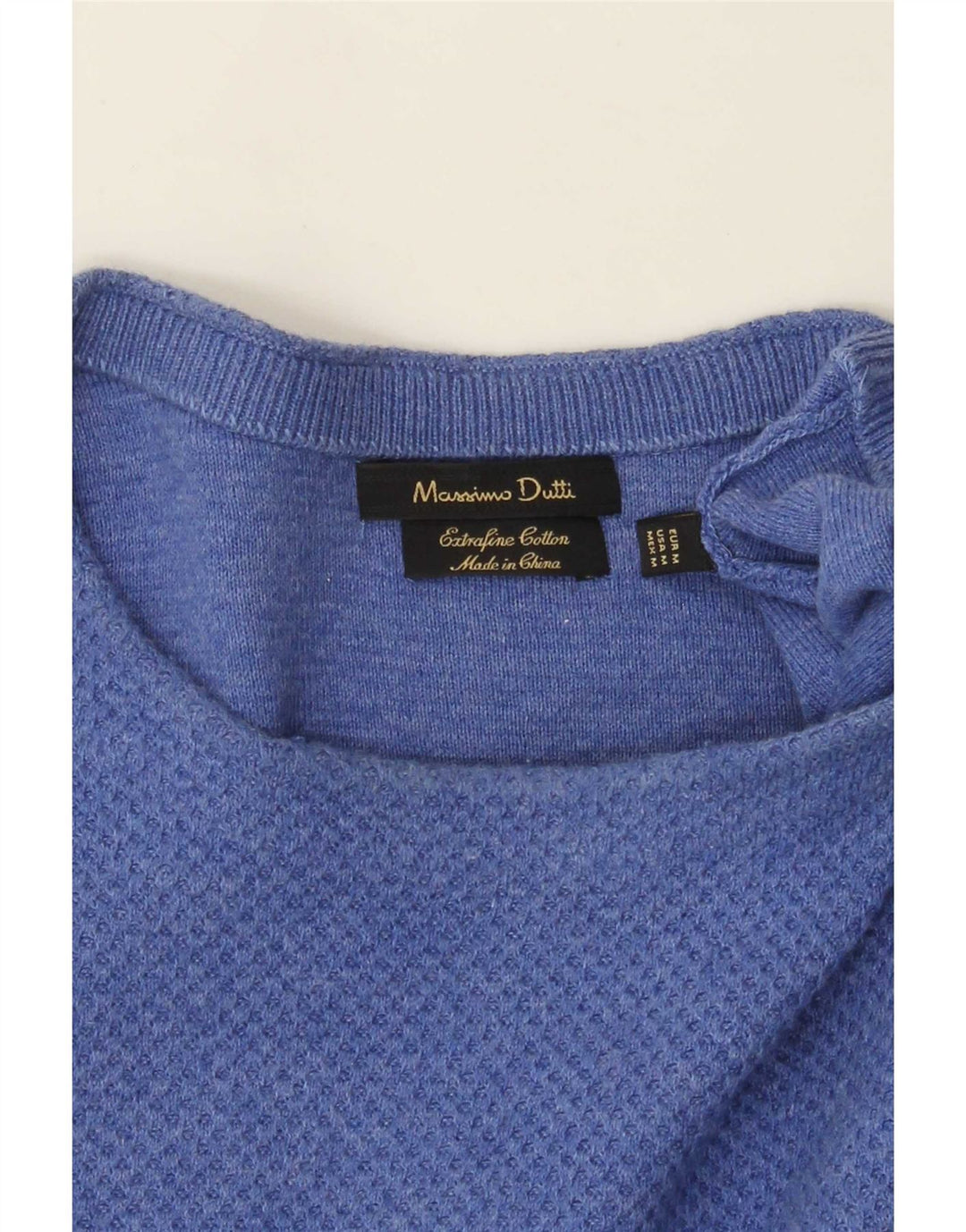 Massimo Dutti Ανδρικό πουλόβερ με λαιμόκοψη μεσαίου μπλε