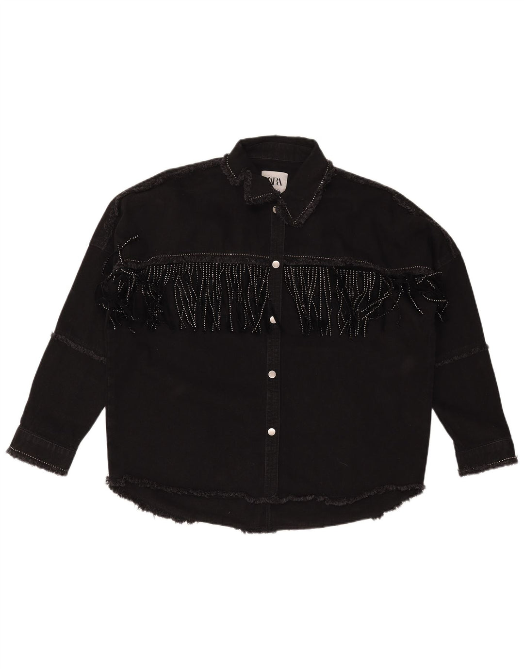 ZARA Γυναικείο Τζιν Μπουφάν UK 6 XS Μαύρο Βαμβακερό