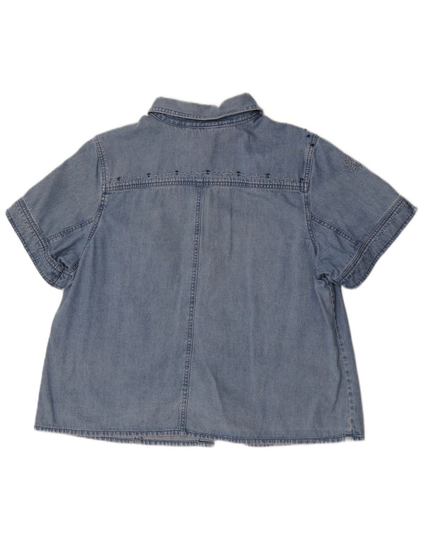 Casual & Corner Γυναικείο κοντομάνικο τζιν πουκάμισο UK 18 XL μπλε βαμβακερό