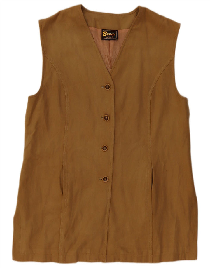 VINTAGE Γυναικείο Suede Gilet UK 18 XL Beige