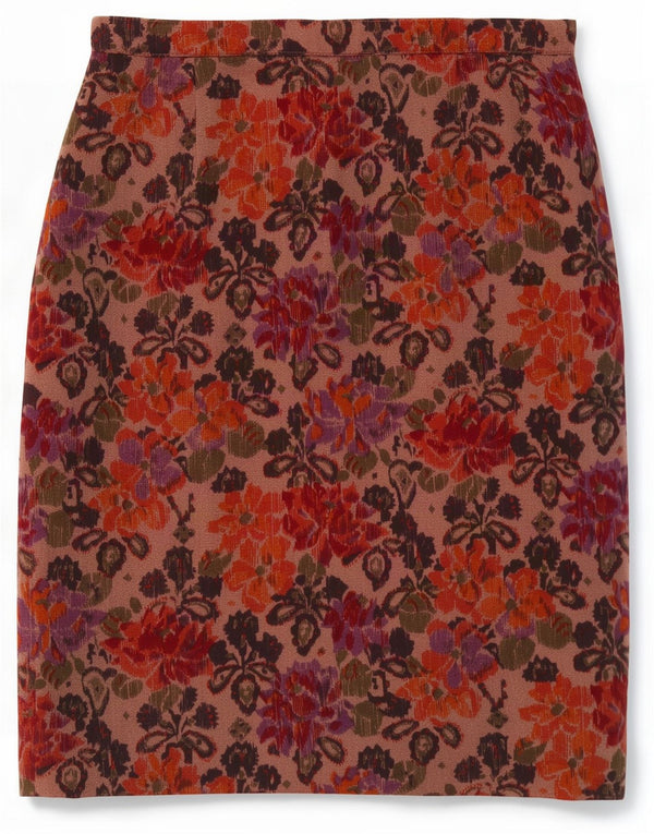 Vintage Womens Straight Skirt Small W26 Brown Floral
