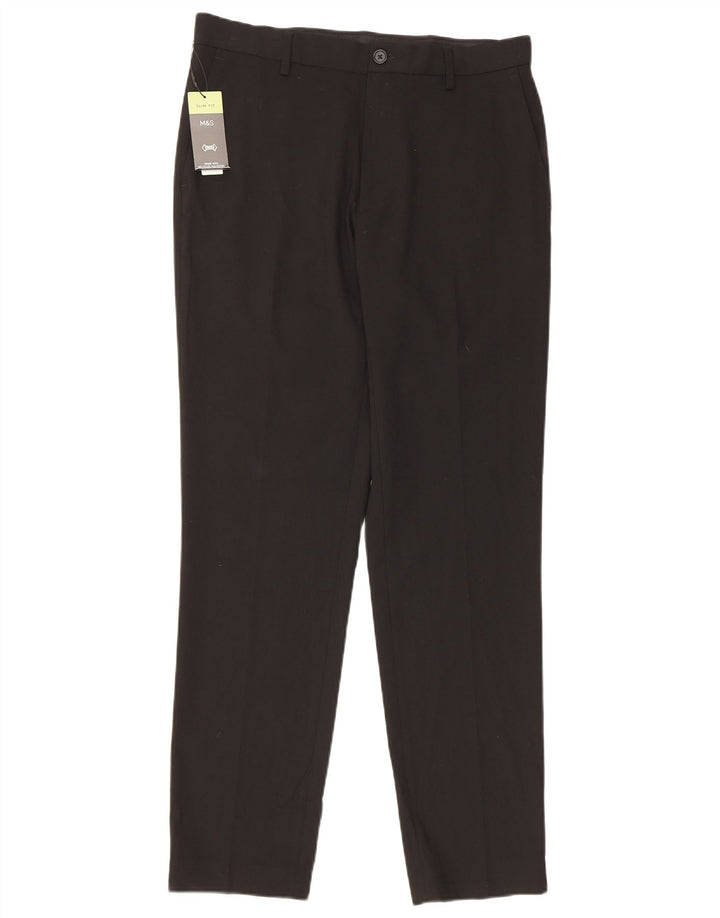 Marks & Spencer Ανδρικό παντελόνι Chino Slim Fit W32 L31 Μαύρο πολυεστέρα