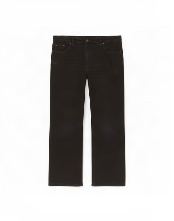 Marks & Spencer Γυναικεία Crop Straight Jeans UK 14 Large W34 L27 Black Cotton