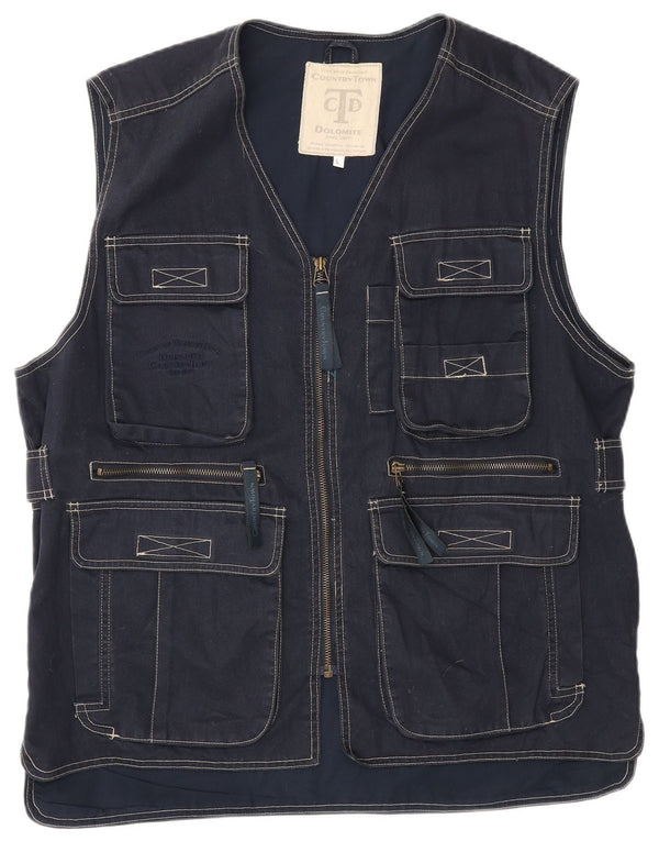 Dolomite Mens Utility Gilet UK 40 Large Navy Blue Cotton