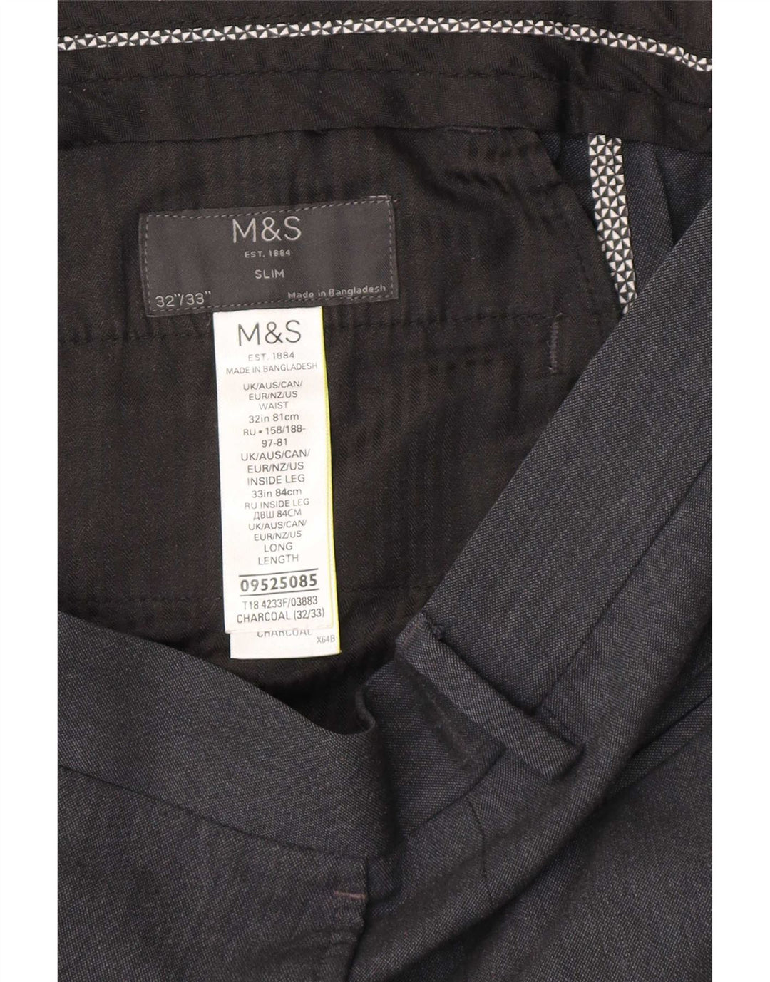 Marks & Spencer Ανδρικό Slim παντελόνι Chino W32 L33 Grey Polyester