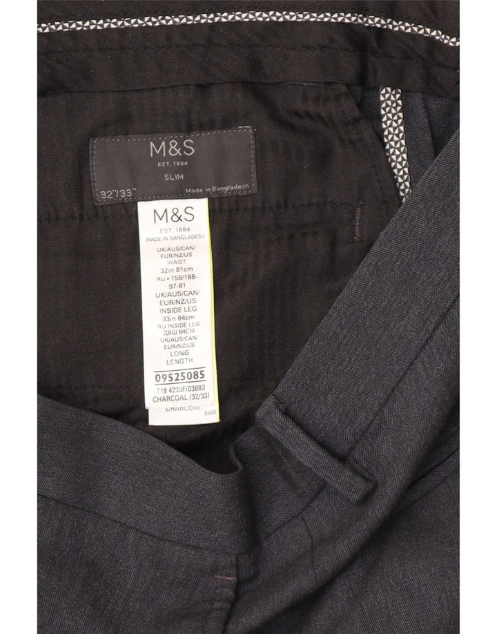 Marks & Spencer Ανδρικό Slim παντελόνι Chino W32 L33 Grey Polyester
