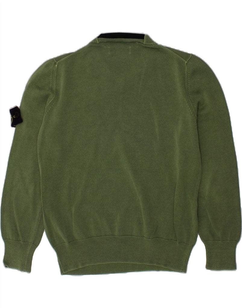 STONE ISLAND Boys V-Neck Jumper Sweater 7-8 Years Green Vintage Stone Island and Second-Hand Stone Island from Messina Hembry 