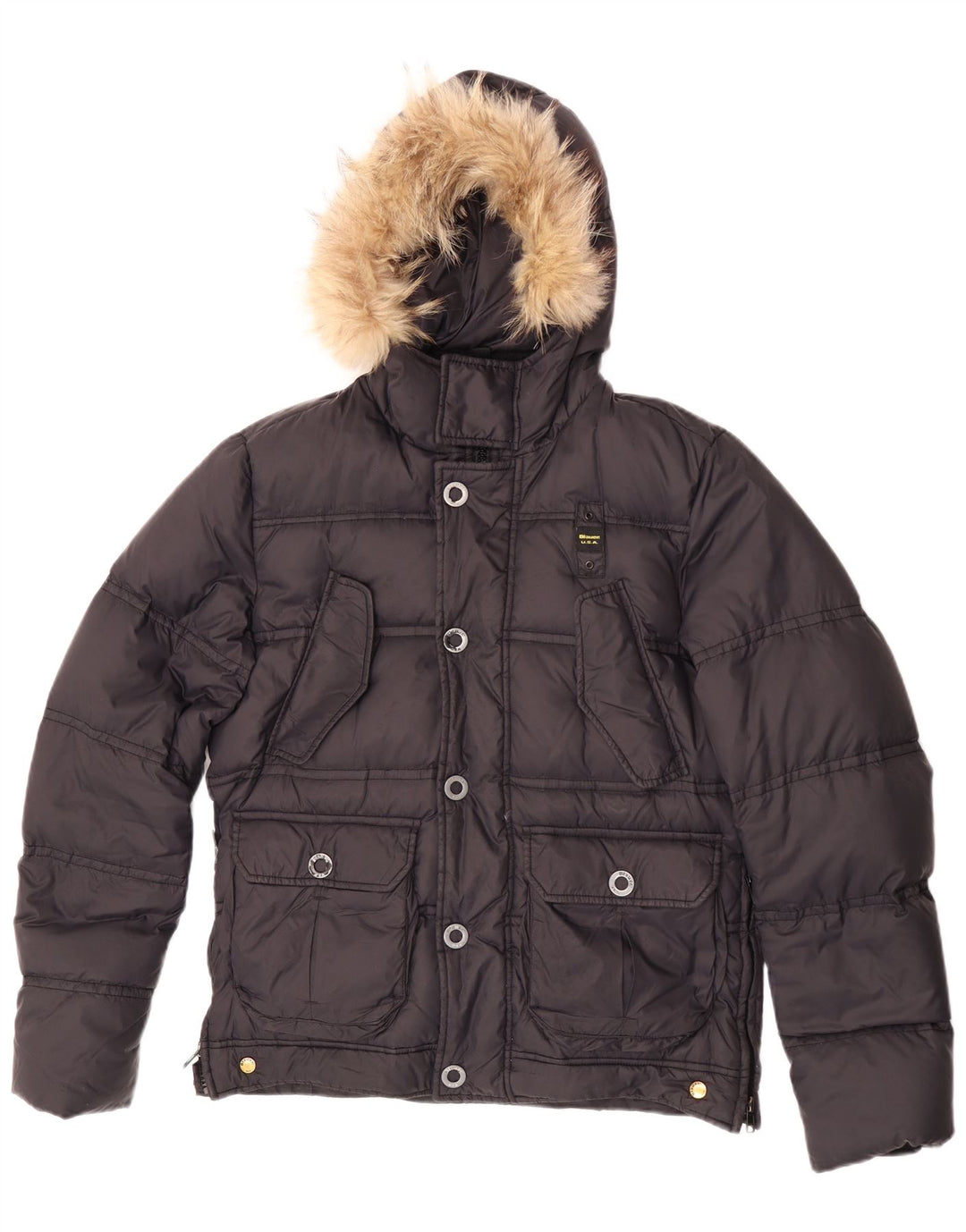 Blauer Ανδρικό μπουφάν με κουκούλα UK 38 Medium Black Nylon