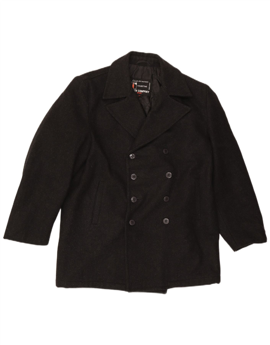 Vintage Ανδρικό παλτό μπιζελιού UK 42 XL Μαύρο μαλλί