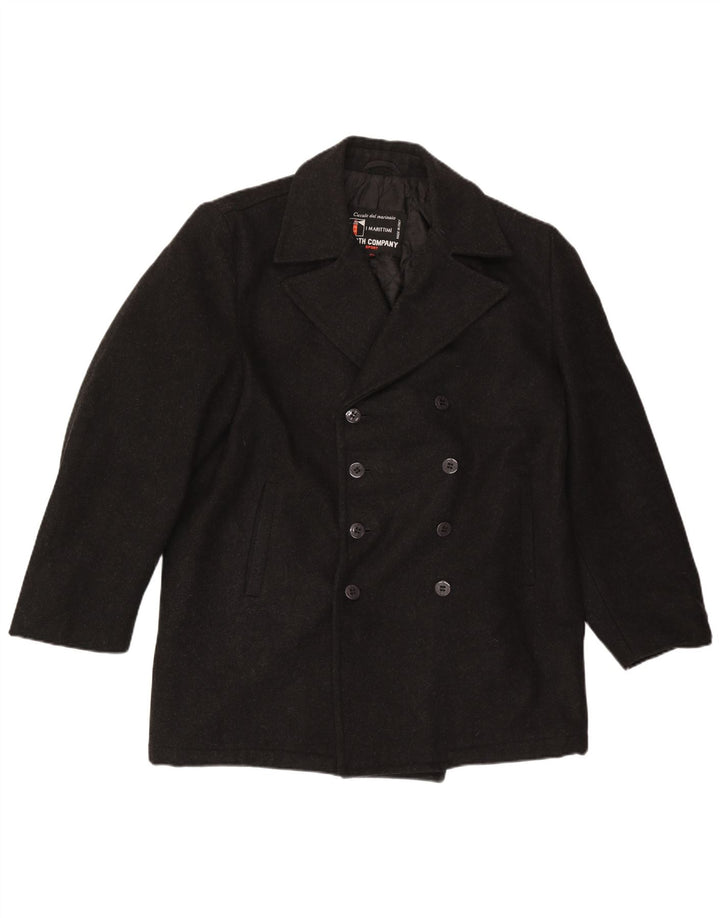 Vintage Ανδρικό παλτό μπιζελιού UK 42 XL Μαύρο μαλλί