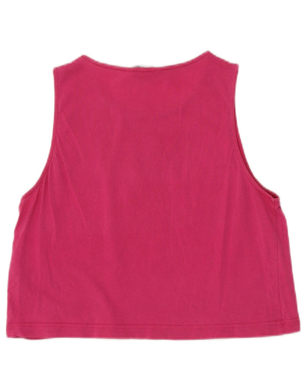 Calvin Klein Jeans Γυναικείο Crop γραφικό γιλέκο UK 12 μεσαίο ροζ βαμβακερό