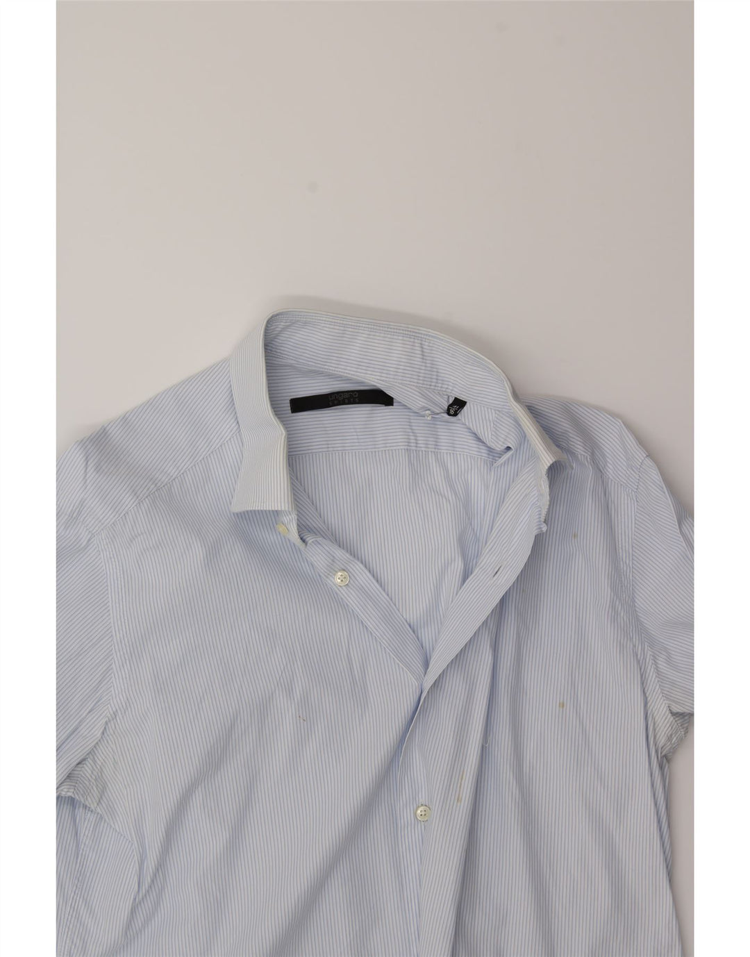 UNGARO Mens Shirt Size 41 16 Large Blue Pinstripe Cotton Vintage Ungaro and Second-Hand Ungaro from Messina Hembry 