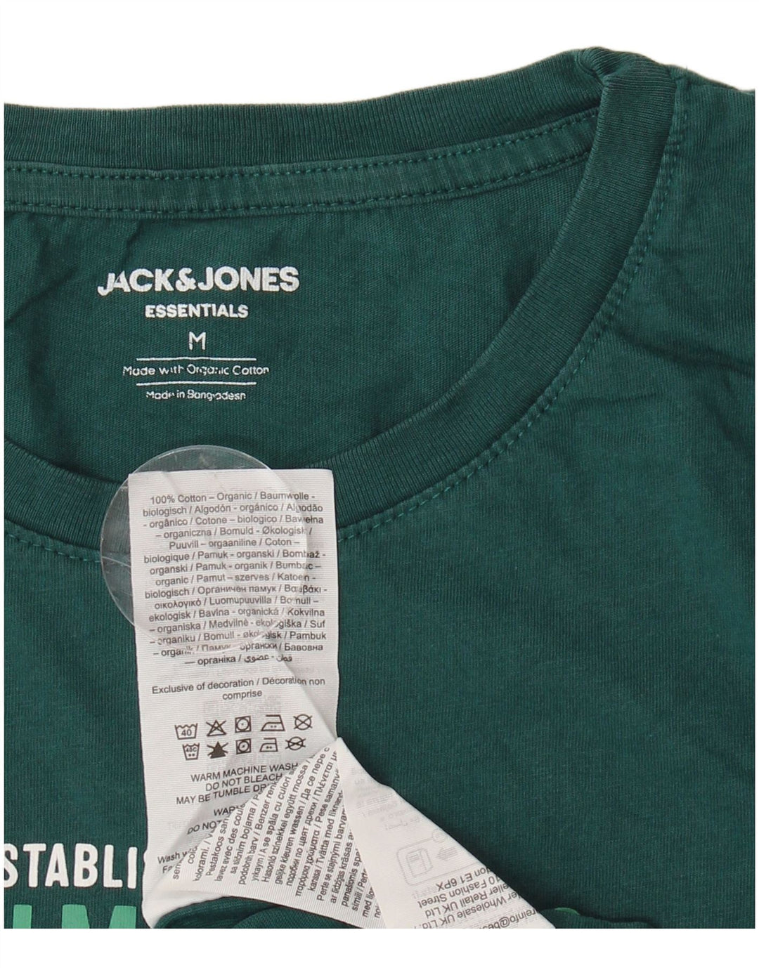 JACK & JONES Mens Graphic T-Shirt Top Medium Green Cotton