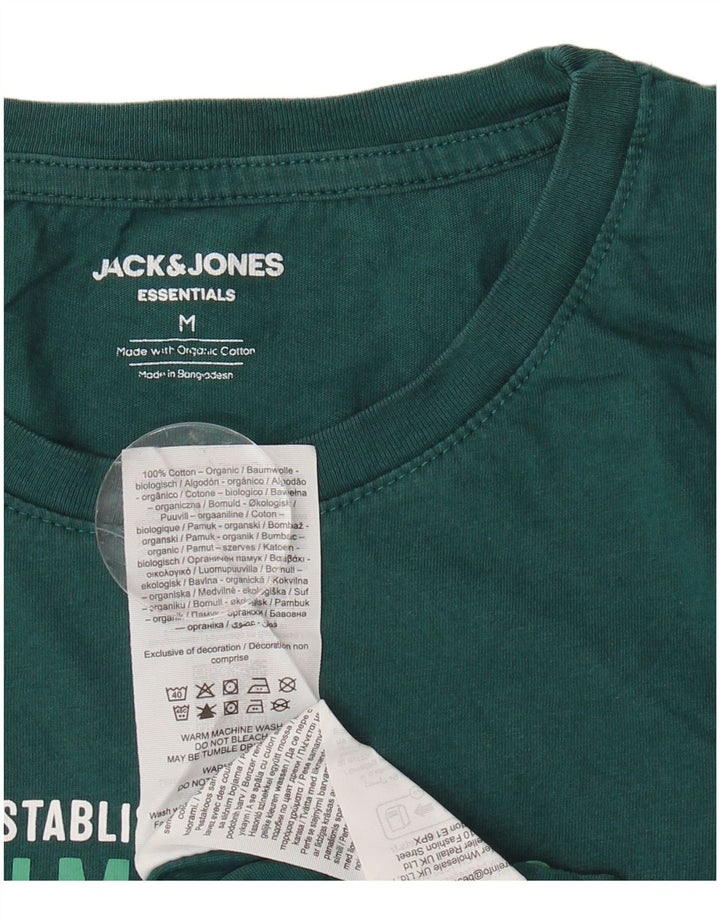 JACK & JONES Mens Graphic T-Shirt Top Medium Green Cotton