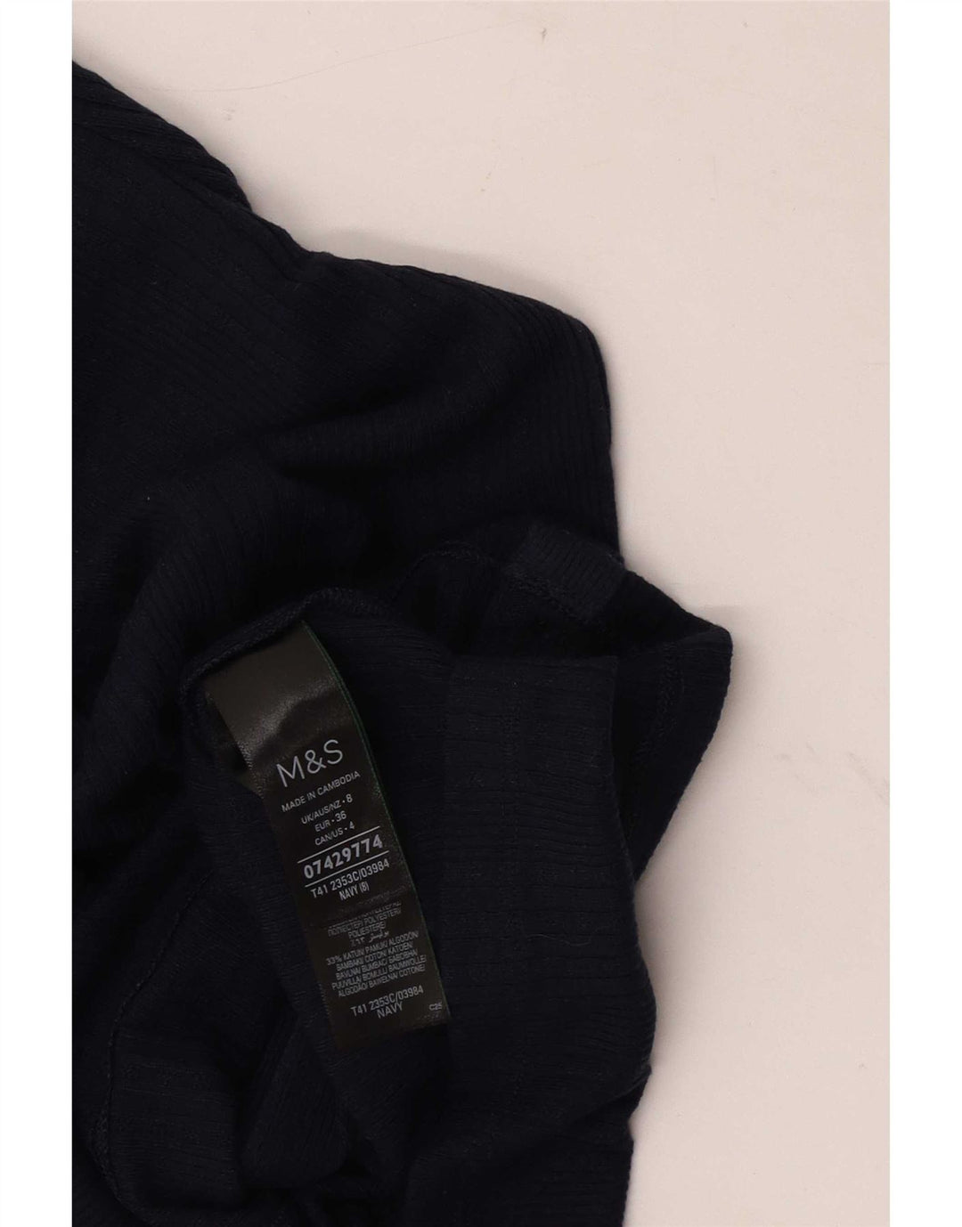 Marks & Spencer Γυναικεία Μπλούζα Μπλούζα UK 8 Small Navy Blue Polyester