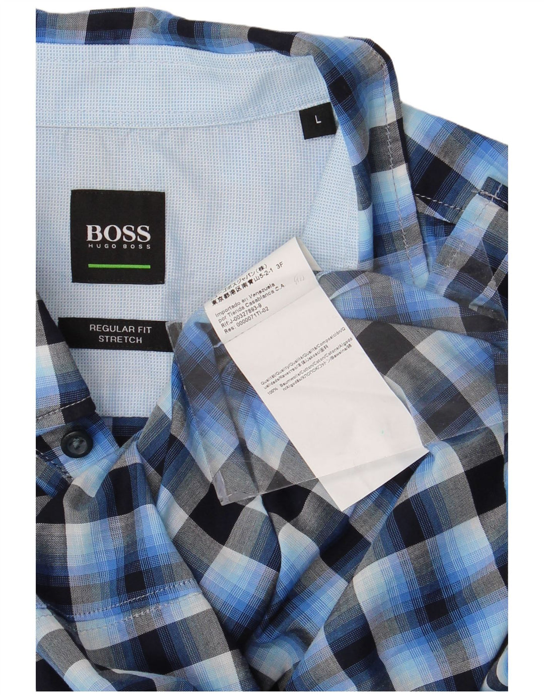 Ανδρικό πουκάμισο Hugo Boss Stretch Regular Fit μεγάλο μπλε βαμβακερό