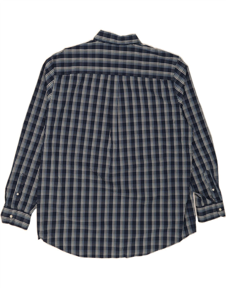 CHAPS Mens Tall Shirt 2XL Navy Blue Check Cotton Vintage Chaps and Second-Hand Chaps from Messina Hembry 