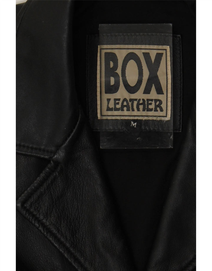 Vintage Γυναικείο Δερμάτινο Παλτό UK 14 Medium Black Leather