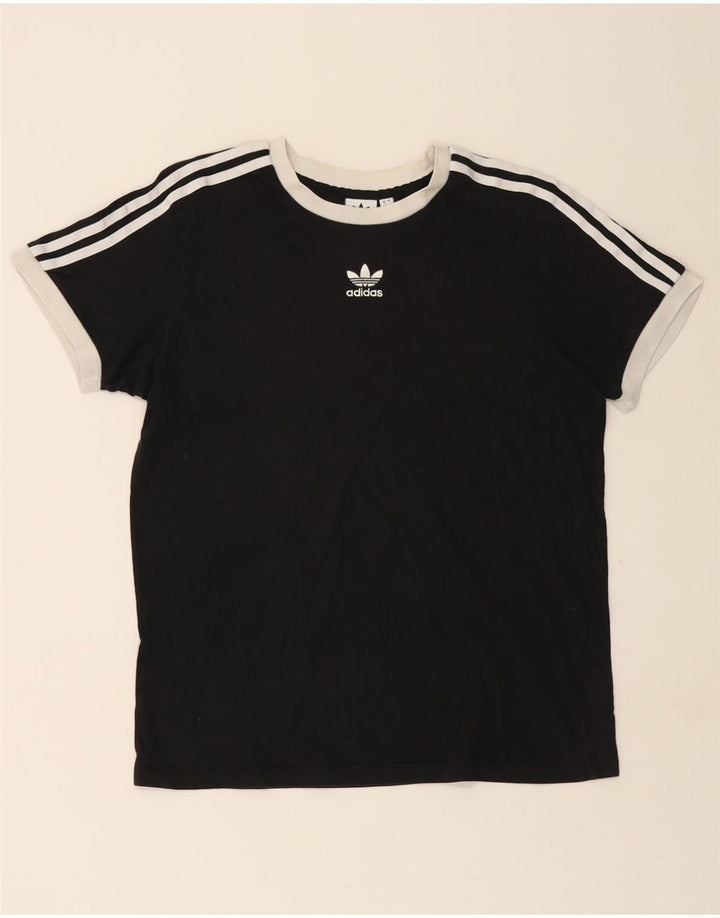 Γυναικείο T-Shirt ADIDAS Top UK 12 μεσαίο μαύρο βαμβακερό
