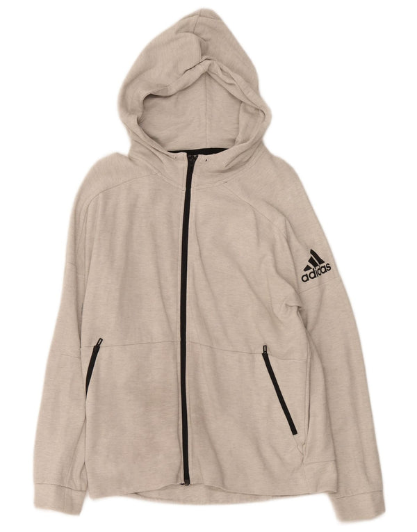 Γυναικείο πουλόβερ με κουκούλα με φερμουάρ Adidas UK 16/18 Μεγάλο γκρι βαμβακερό