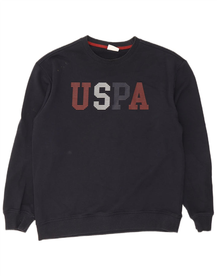 Ανδρικό γραφικό φούτερ US Polo Assn Jumper Medium Navy Blue Cotton