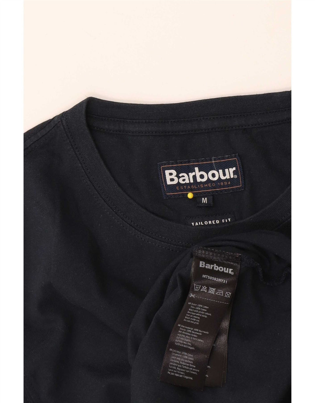 Μπλουζάκι με γραφικό ανδρικό μπλουζάκι Barbour, Μπλουζάκι με μεσαίο μπλε ναυτικό βαμβάκι