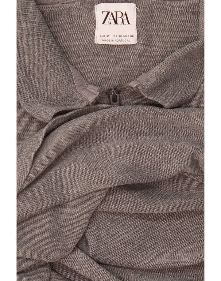 Zara γυναικείο μπλουζάκι πόλο UK 14 Medium Grey Flecked