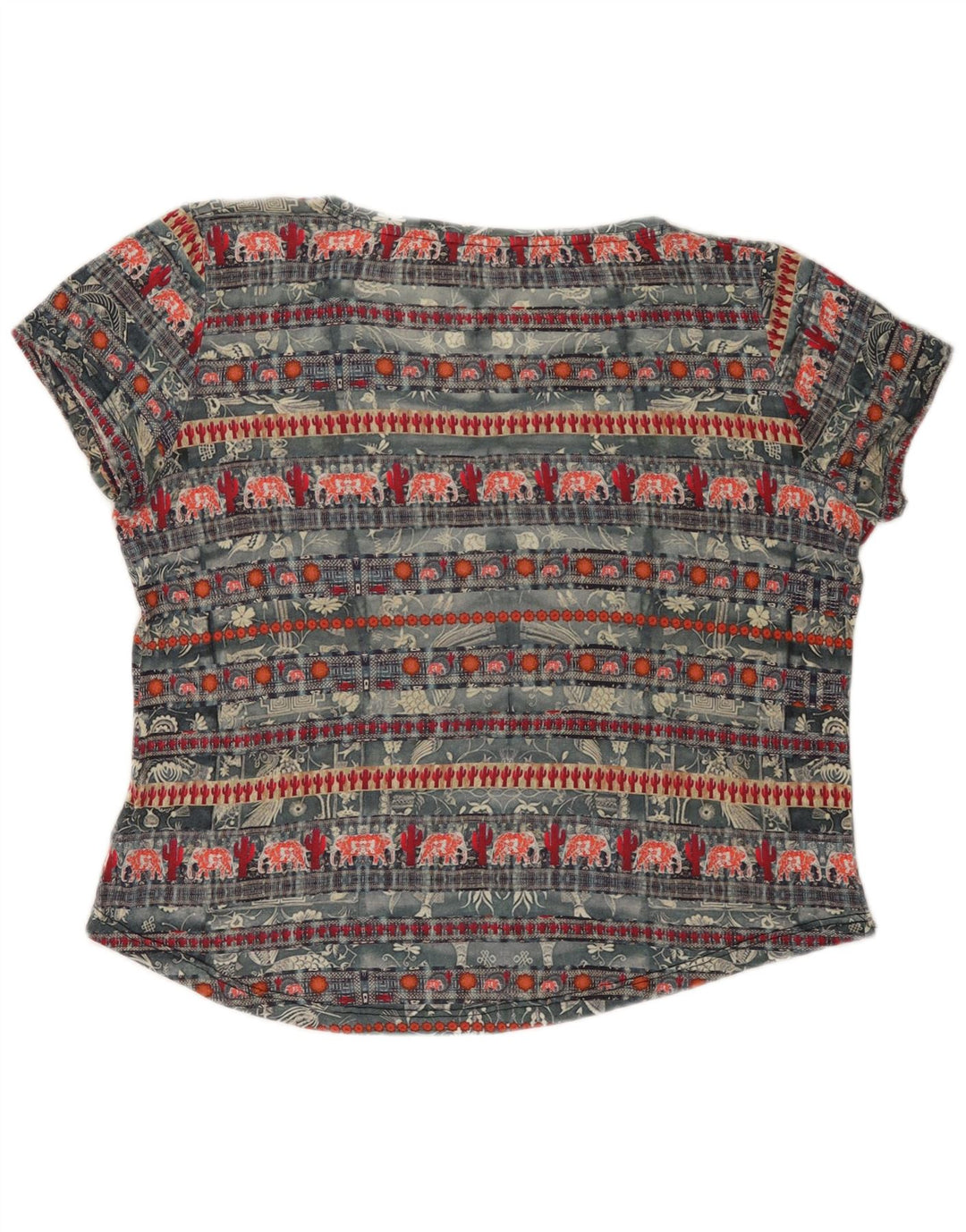 Γυναικείο γραφικό μπλουζάκι DESIGUAL Top UK 20 2XL γκρι βισκόζη