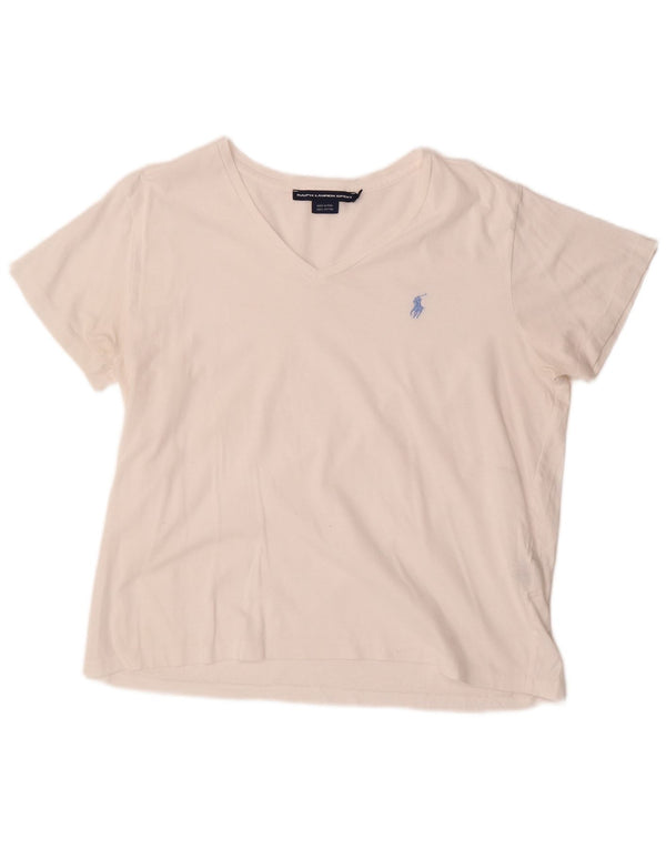 Γυναικείο T-Shirt Ralph Lauren Top UK 18 XL Λευκό βαμβακερό