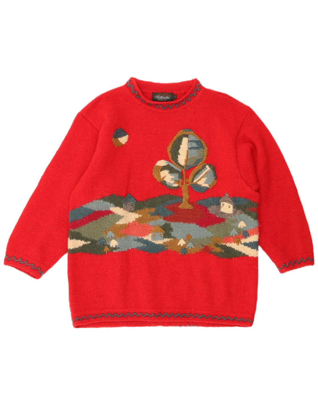 ICELANDIA Γυναικείο πουλόβερ με λαιμόκοψη μεγάλου μεγέθους χελώνας UK 10 Small Red