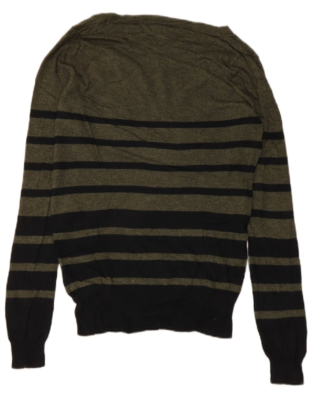 MOSSIMO Γυναικείο πουλόβερ με λαιμόκοψη με V λαιμόκοψη UK 6 XS Χακί ριγέ νάιλον