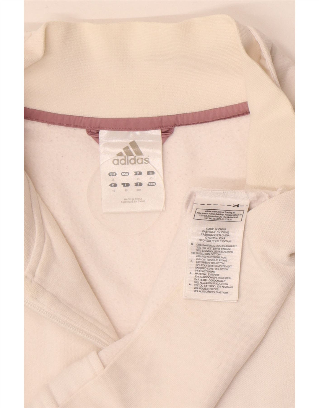 Γυναικεία αθλητική φόρμα Adidas Top Jacket UK 16 μεγάλο λευκό βαμβακερό