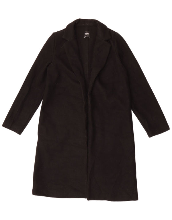Zara Womens Open Overcoat UK 14 Medium Black Polyester