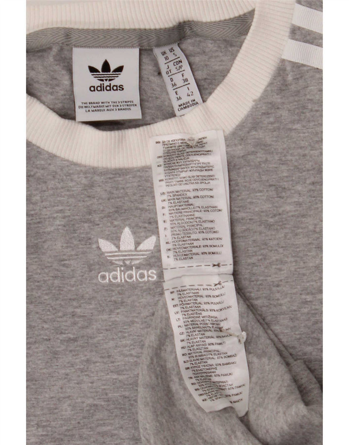 Adidas Γυναικείο τοπ μακρυμάνικο UK 10 Small γκρι βαμβακερό